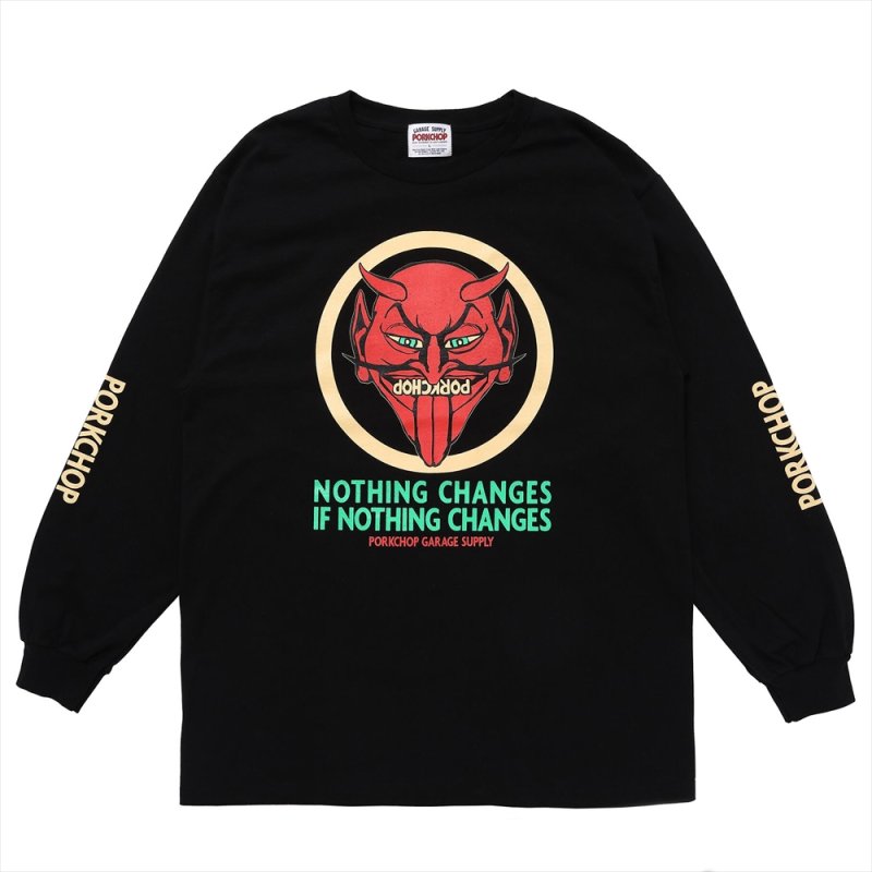 画像2: PORKCHOP/NOTHING DEVIL L/S TEE（BLACK）［プリント長袖T-24春夏］