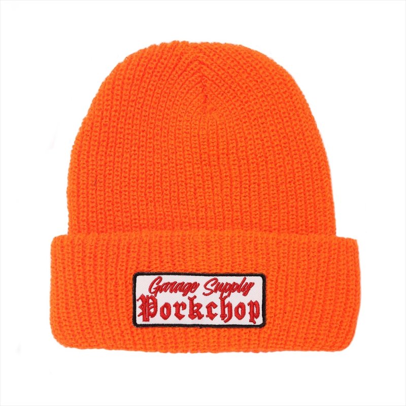 画像1: PORKCHOP/O.E. KNIT CAP（ORANGE）［ニットキャップ-24春夏］
