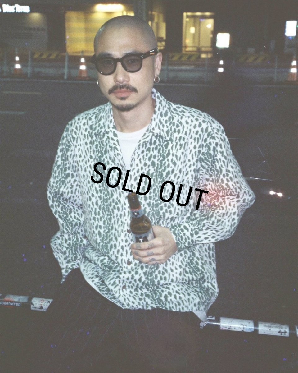 画像2: WACKO MARIA/LEOPARD OPEN COLLAR SHIRT（GREEN）［レオパードオープンカラーシャツ-24春夏］ (2)