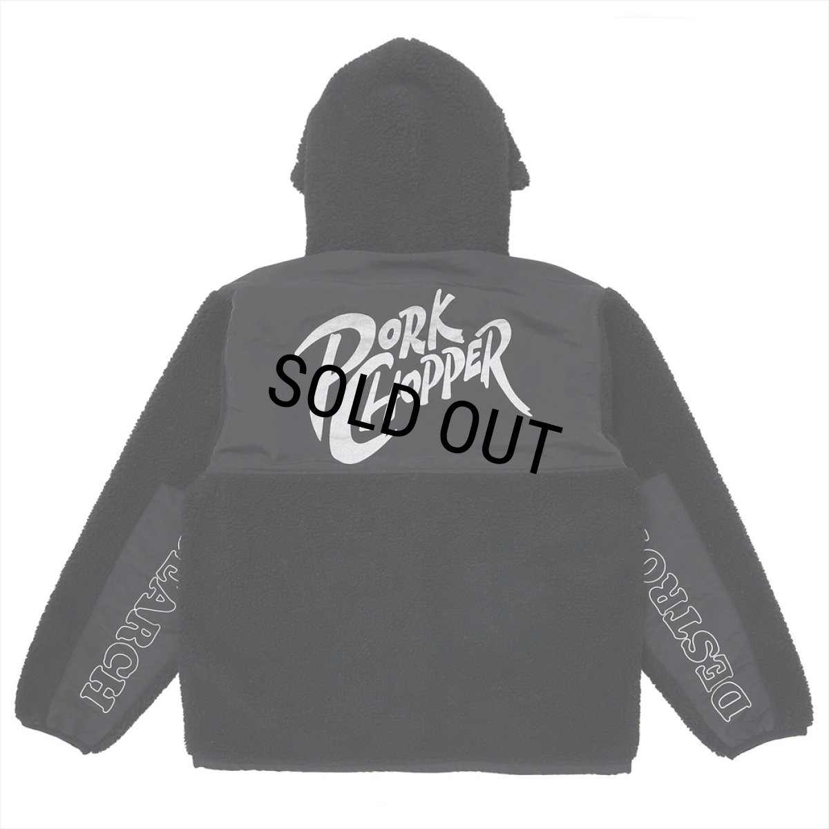 画像1: PORKCHOP/BOA FLEECE ZIP UP HOODIE（BLACK）［ボアフリースジップアップフーディー-24春夏］ (1)