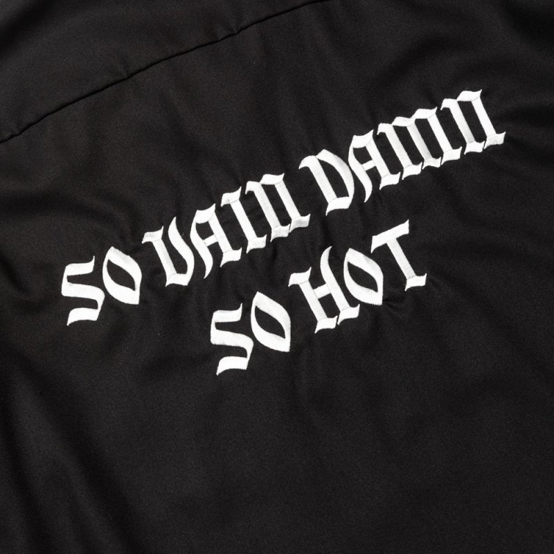 画像3: 【30%OFF】CALEE/EMBROIDERY OPEN COLLAR L/S SH（BLACK）［オープンカラーシャツ-24春夏］