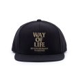 画像1: RATS/EMBROIDERY CAP "WAY OF LIFE"（BLACK/ASH GOLD）［スナップバックキャップ-24春夏］ (1)