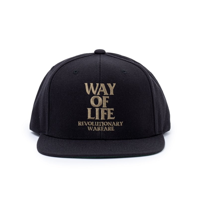 画像1: RATS/EMBROIDERY CAP "WAY OF LIFE"（BLACK/ASH GOLD）［スナップバックキャップ-24春夏］