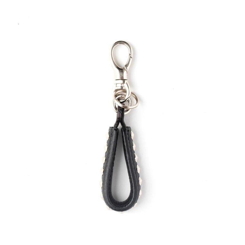 画像1: CALEE/STUDS LEATHER ASSORT KEY RING ＜TYPE I＞ D（BLACK/D）［スタッズレザーキーリング-24春夏］