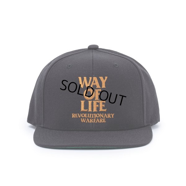 画像1: RATS/EMBROIDERY CAP "WAY OF LIFE"（BLACK/MARIGOLD）［スナップバックキャップ-24春夏］