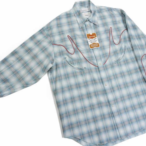 画像3: DAIRIKU/Check Western Over Shirt（Aqua）［チェックウエスタンオーバーシャツ-24春夏］