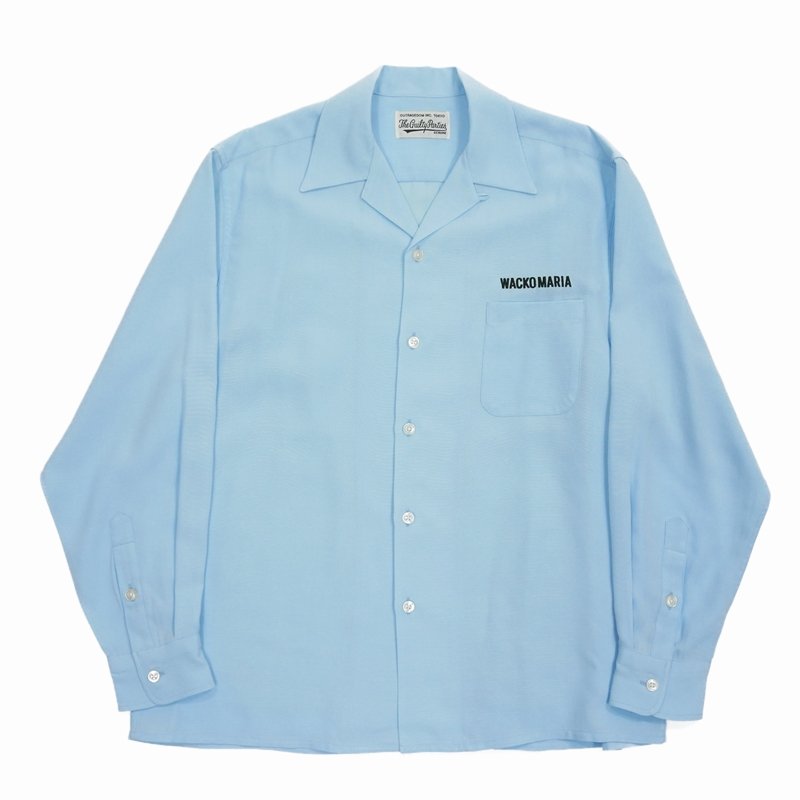 画像1: WACKO MARIA/50'S OPEN COLLAR SHIRT（BLUE）［50'Sオープンカラーシャツ-24春夏］