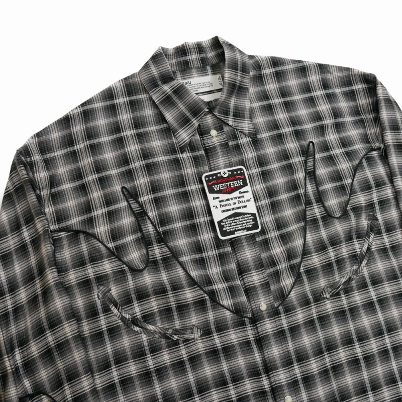 画像3: 【40%OFF】DAIRIKU/Check Western Over Shirt（Black）［チェックウエスタンオーバーシャツ-24春夏］