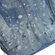 画像4: 【40%OFF】DAIRIKU/"Damage" Denim Work Over Shirt（Indigo）［ダメージ加工デニムワークオーバーシャツ-24春夏］ (4)