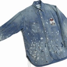 画像3: 【40%OFF】DAIRIKU/"Damage" Denim Work Over Shirt（Indigo）［ダメージ加工デニムワークオーバーシャツ-24春夏］ (3)