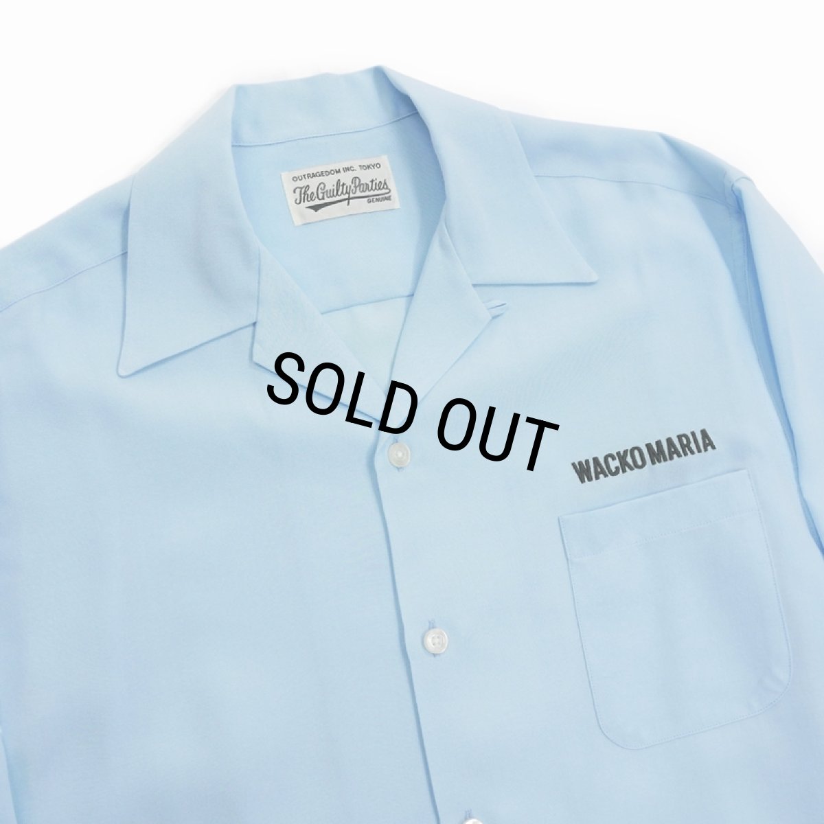 画像2: WACKO MARIA/50'S OPEN COLLAR SHIRT（BLUE）［50'Sオープンカラーシャツ-24春夏］ (2)