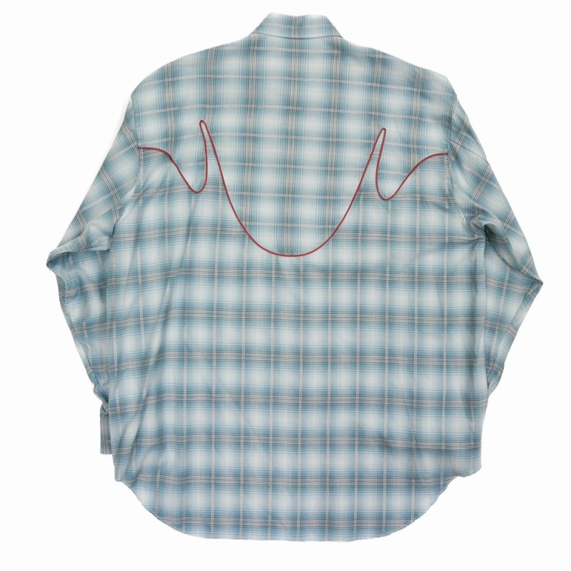 画像2: 【30%OFF】DAIRIKU/Check Western Over Shirt（Aqua）［チェックウエスタンオーバーシャツ-24春夏］