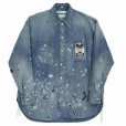 画像1: 【30%OFF】DAIRIKU/"Damage" Denim Work Over Shirt（Indigo）［ダメージ加工デニムワークオーバーシャツ-24春夏］ (1)