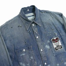 画像5: 【40%OFF】DAIRIKU/"Damage" Denim Work Over Shirt（Indigo）［ダメージ加工デニムワークオーバーシャツ-24春夏］ (5)
