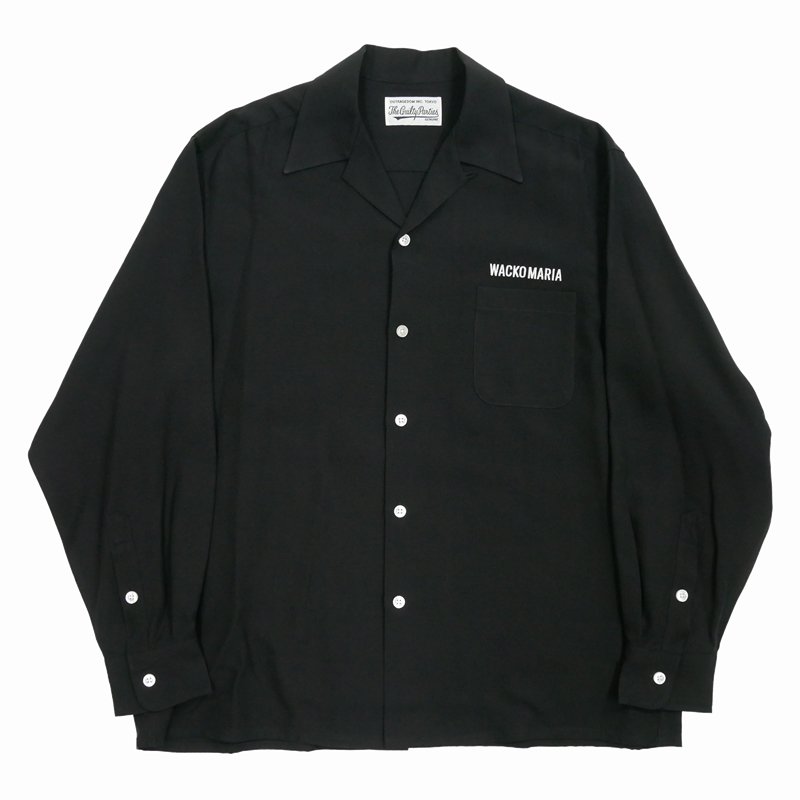 画像1: WACKO MARIA/50'S OPEN COLLAR SHIRT（BLACK）［50'Sオープンカラーシャツ-24春夏］