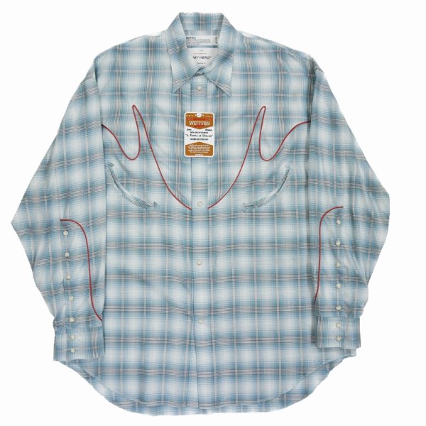 画像1: DAIRIKU/Check Western Over Shirt（Aqua）［チェックウエスタンオーバーシャツ-24春夏］