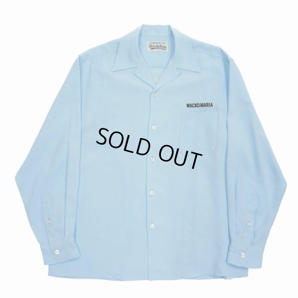 画像1: WACKO MARIA/50'S OPEN COLLAR SHIRT（BLUE）［50'Sオープンカラーシャツ-24春夏］