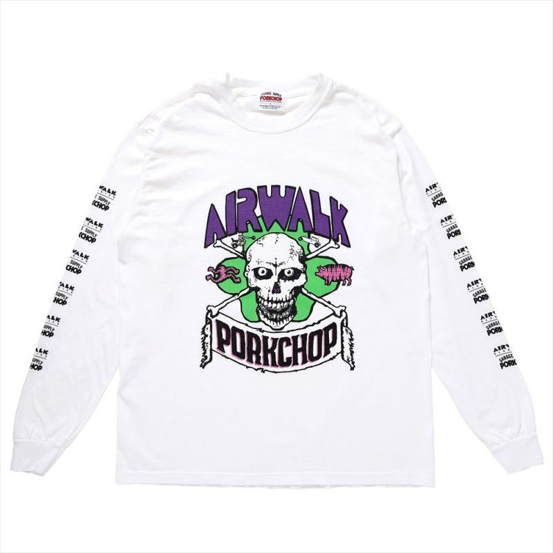 画像1: PORKCHOP/AP SKELETON L/S TEE（×AIRWALK CLASSICS）（WHITE）［プリント長袖T-24春夏］