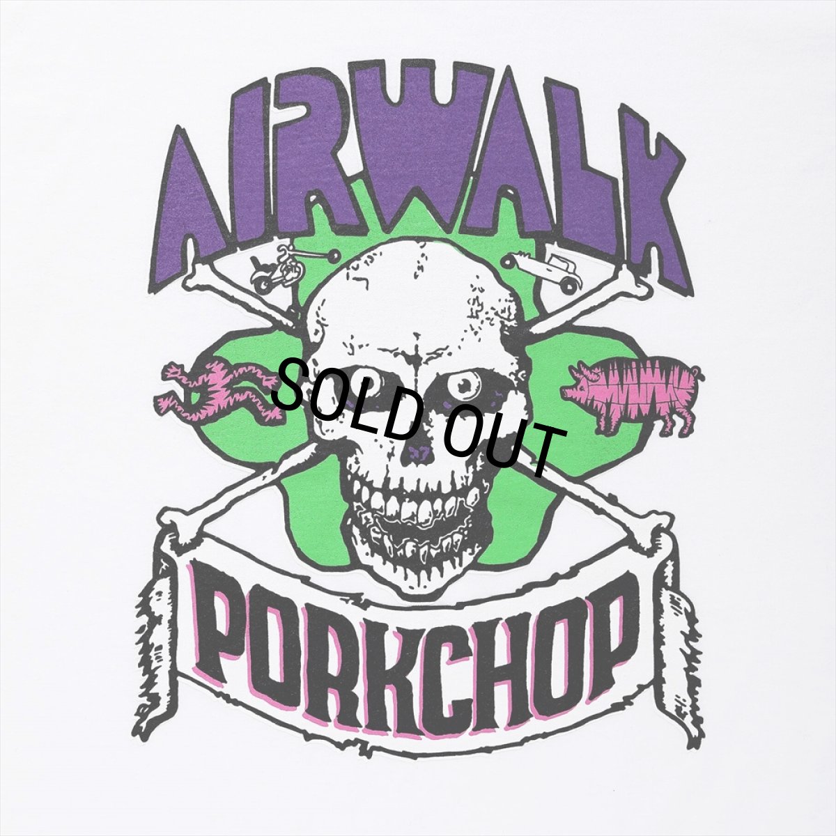 画像4: PORKCHOP/AP SKELETON L/S TEE（×AIRWALK CLASSICS）（WHITE）［プリント長袖T-24春夏］ (4)