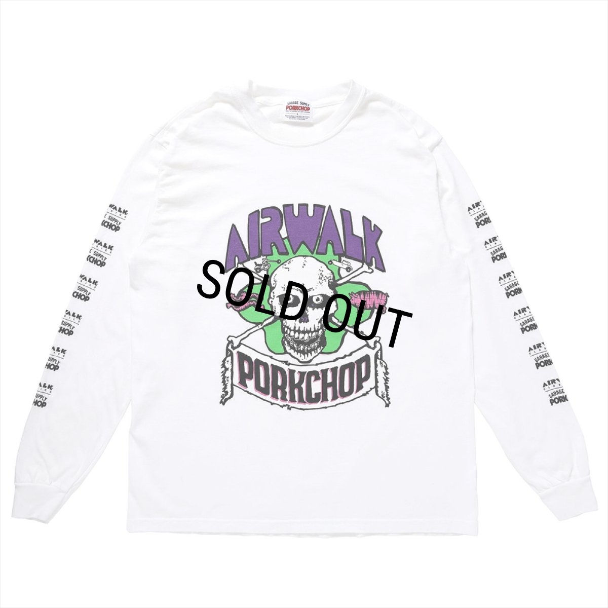 画像1: PORKCHOP/AP SKELETON L/S TEE（×AIRWALK CLASSICS）（WHITE）［プリント長袖T-24春夏］ (1)
