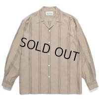 WACKO MARIA/STRIPED OPEN COLLAR SHIRT（BROWN）［ストライプオープンカラーシャツ-24春夏］