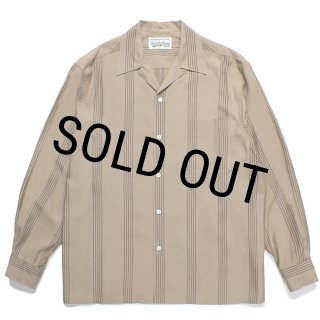 WACKO MARIA/STRIPED OPEN COLLAR SHIRT（BROWN）［ストライプオープン
