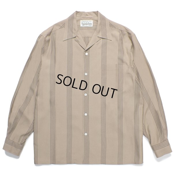 画像1: WACKO MARIA/STRIPED OPEN COLLAR SHIRT（BROWN）［ストライプオープンカラーシャツ-24春夏］