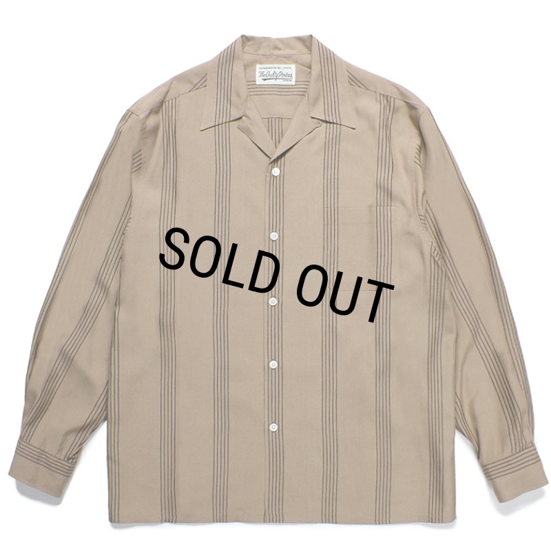 ワコマリア TIM LEMI オープンカラーシャツ ブラウン Mサイズ WACKO MARIA/STRIPED OPEN COLLAR SHIRT（BROWN）［ストライプオープン