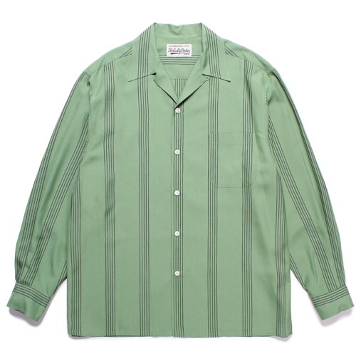 他の写真1: WACKO MARIA/STRIPED OPEN COLLAR SHIRT（GREEN）［ストライプオープンカラーシャツ-24春夏］