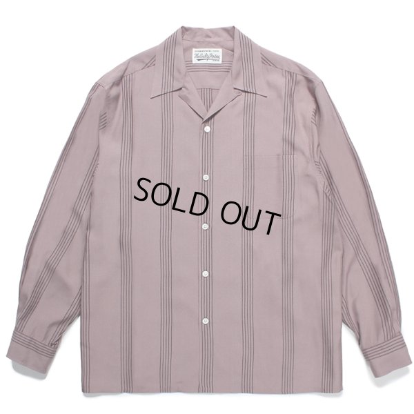 画像1: WACKO MARIA/STRIPED OPEN COLLAR SHIRT（PURPLE）［ストライプオープンカラーシャツ-24春夏］