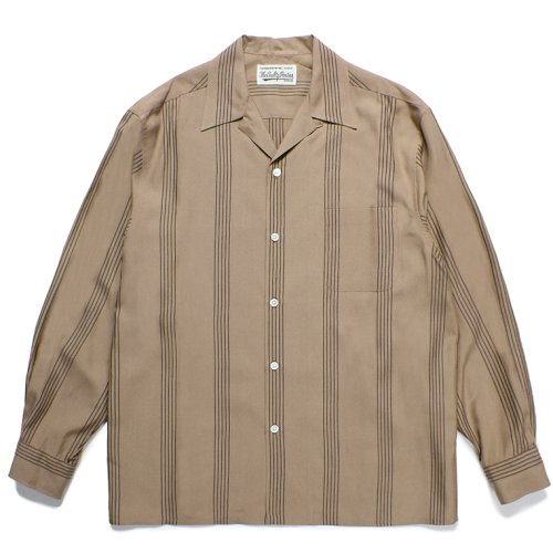 他の写真1: WACKO MARIA/STRIPED OPEN COLLAR SHIRT（BROWN）［ストライプオープンカラーシャツ-24春夏］