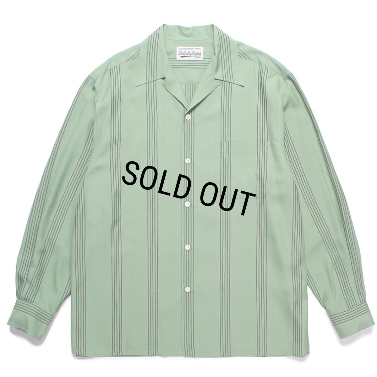 画像1: WACKO MARIA/STRIPED OPEN COLLAR SHIRT（GREEN）［ストライプオープンカラーシャツ-24春夏］ (1)