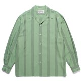 WACKO MARIA/STRIPED OPEN COLLAR SHIRT（GREEN）［ストライプオープンカラーシャツ-24春夏］
