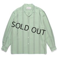 WACKO MARIA/STRIPED OPEN COLLAR SHIRT（GREEN）［ストライプオープンカラーシャツ-24春夏］