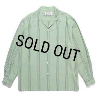 WACKO MARIA/STRIPED OPEN COLLAR SHIRT（GREEN）［ストライプオープン