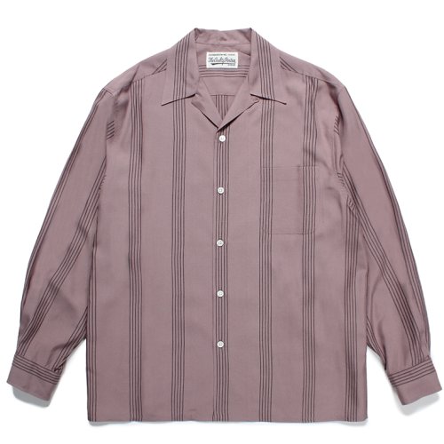 他の写真1: WACKO MARIA/STRIPED OPEN COLLAR SHIRT（PURPLE）［ストライプオープンカラーシャツ-24春夏］