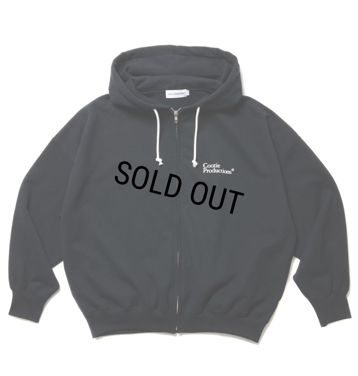 画像1: COOTIE PRODUCTIONS/Open End Yarn Plain Sweat Hoodie（Black）［ジップアップフーディー-24春夏］ (1)
