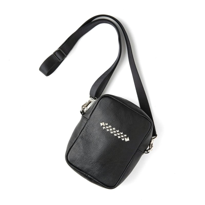 画像1: CALEE/STUDS LEATHER SHOULDER POUCH ＜TYPE A＞（BLACK）［スタッズレザーショルダーポーチ-24春夏］