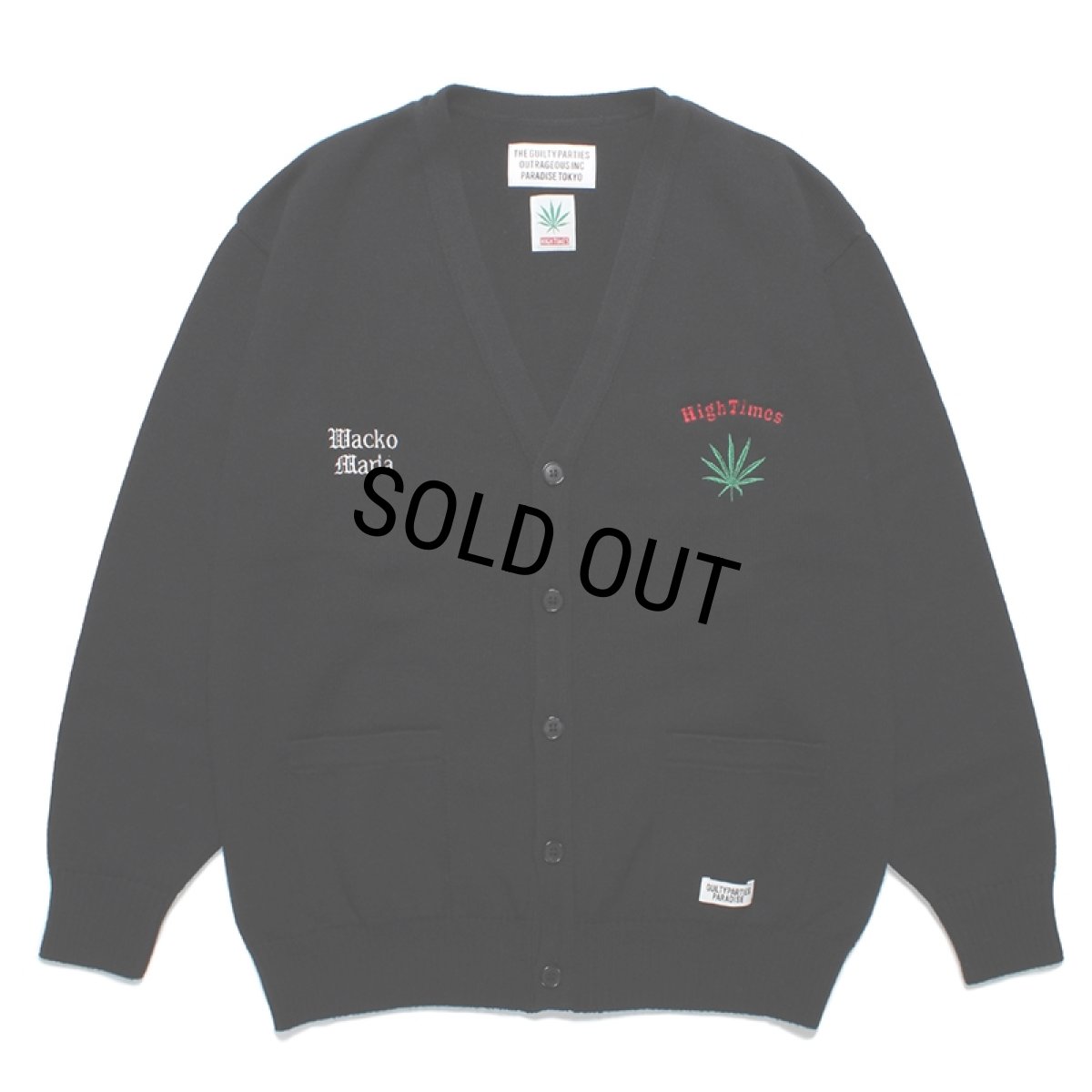 画像1: WACKO MARIA/HIGH TIMES / CLASSIC KNIT CARDIGAN（BLACK）［クラシックニットカーディガン-24春夏］ (1)