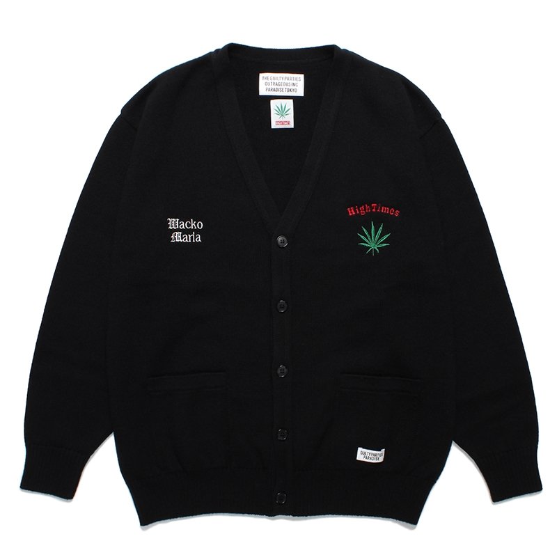 画像1: WACKO MARIA/HIGH TIMES / CLASSIC KNIT CARDIGAN（BLACK）［クラシックニットカーディガン-24春夏］