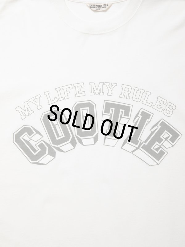 COOTIE PRODUCTIONS/Open End Yarn Print S/S Tee（White）［プリントT