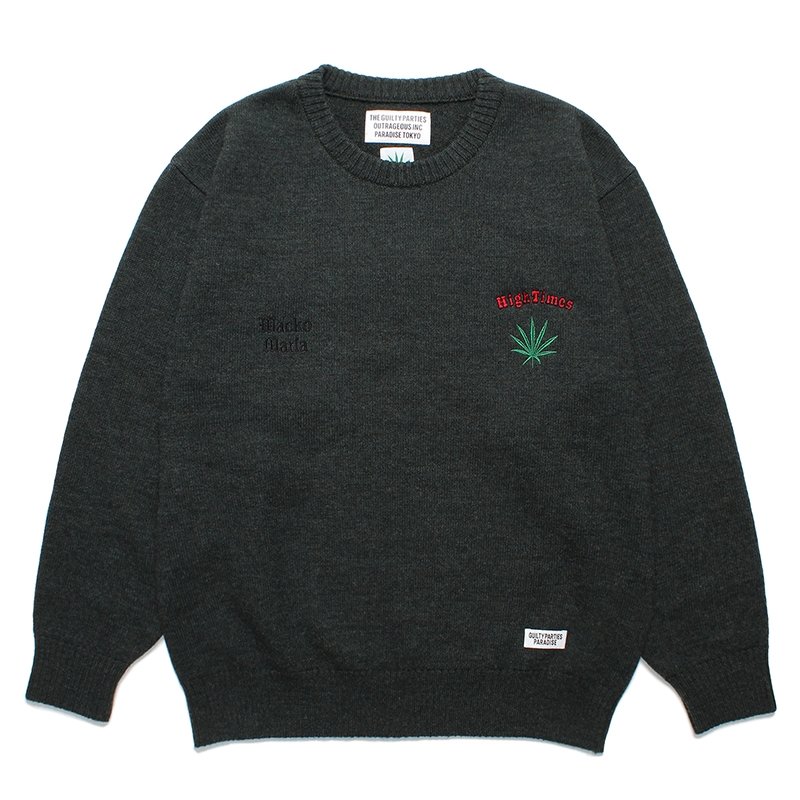 画像1: WACKO MARIA/HIGH TIMES / CLASSIC KNIT SWEATER（GREEN）［クラシックニットセーター-24春夏］