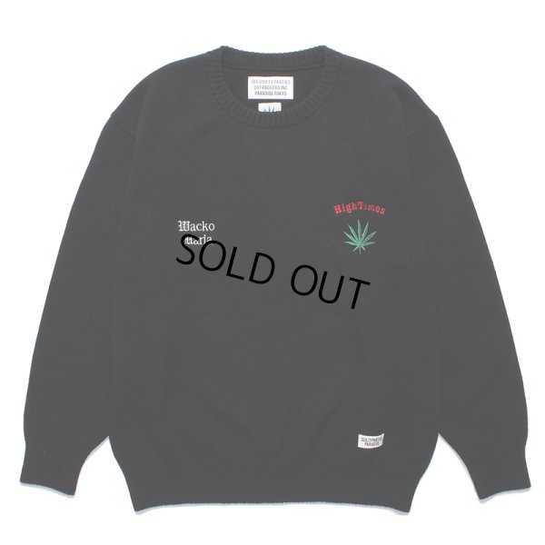 画像1: WACKO MARIA/HIGH TIMES / CLASSIC KNIT SWEATER（BLACK）［クラシックニットセーター-24春夏］