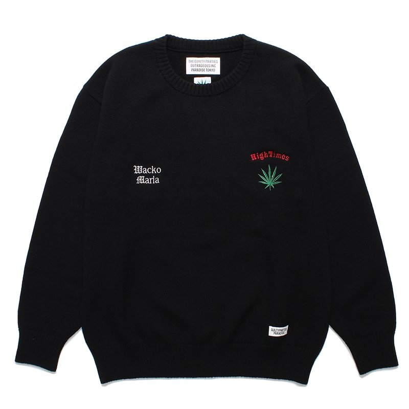 画像1: WACKO MARIA/HIGH TIMES / CLASSIC KNIT SWEATER（BLACK）［クラシックニットセーター-24春夏］
