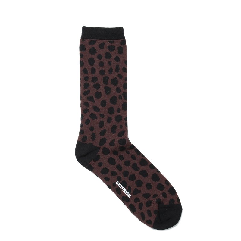 画像1: WACKO MARIA/LEOPARD JACQUARD SOCKS（BROWN）［レオパードジャガードソックス-24春夏］