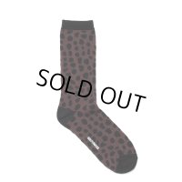 WACKO MARIA/LEOPARD JACQUARD SOCKS（BROWN）［レオパードジャガードソックス-24春夏］