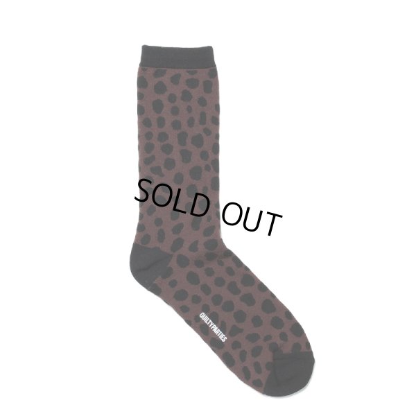 画像1: WACKO MARIA/LEOPARD JACQUARD SOCKS（BROWN）［レオパードジャガードソックス-24春夏］