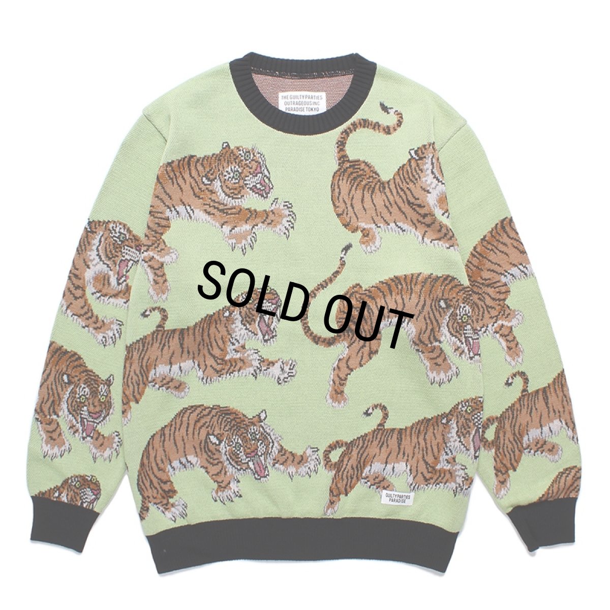 画像1: WACKO MARIA/TIM LEHI / JACQUARD KNIT SWEATER （L-GREEN）［ジャガードセーター-24春夏］ (1)