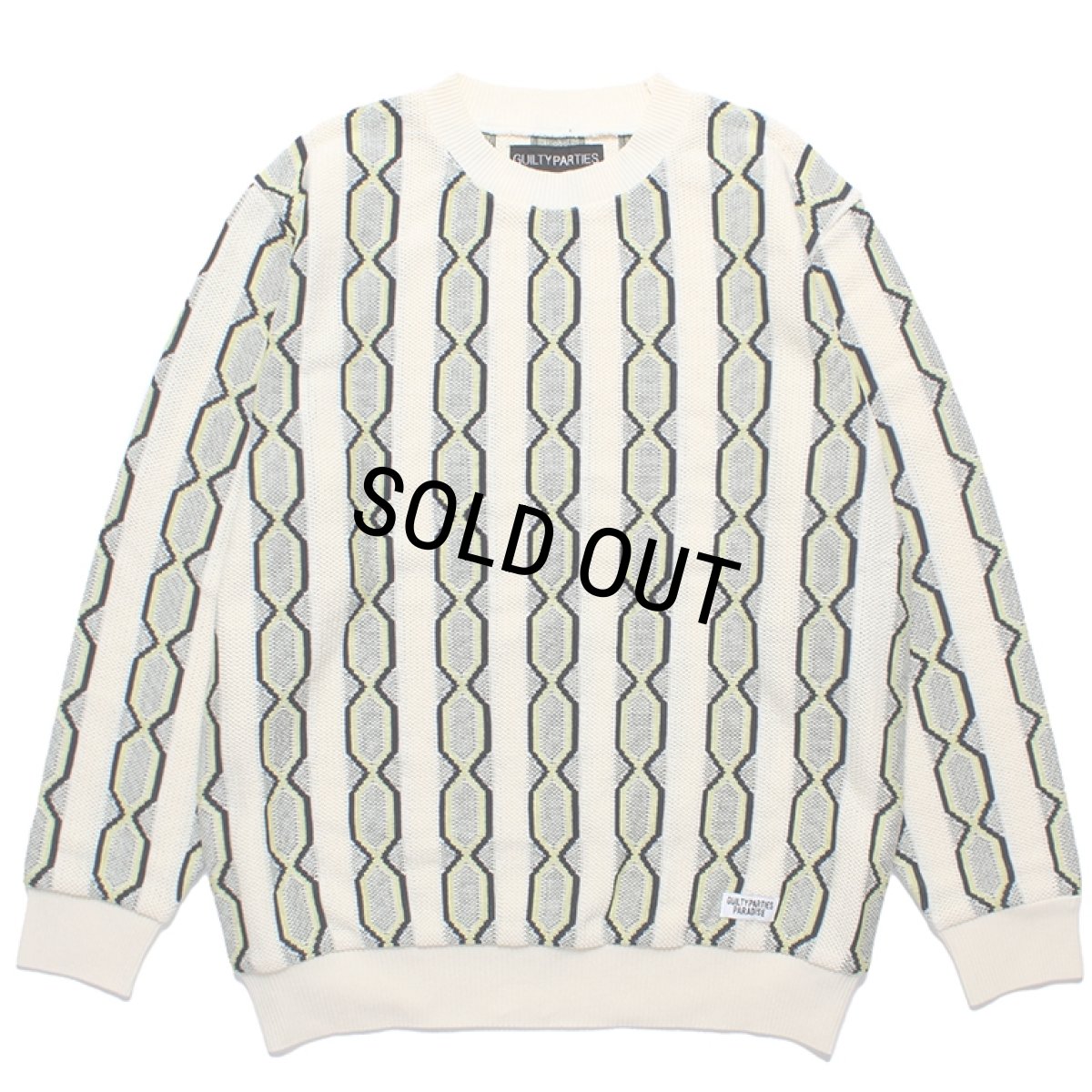 画像1: WACKO MARIA/STRIPED JACQUARD KNIT SWEATER（TYPE-2）（BEIGE）［ストライプジャガードセーター-24春夏］ (1)
