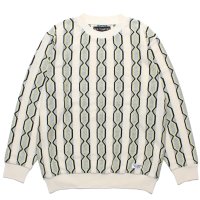 WACKO MARIA/STRIPED JACQUARD KNIT SWEATER（TYPE-2）（BEIGE）［ストライプジャガードセーター-24春夏］
